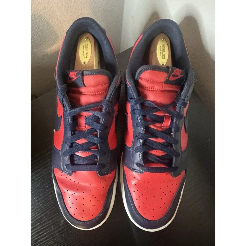 Size 12 - Nike Dunk Low Retro University Red White Obsidian Blue Shoes Mens